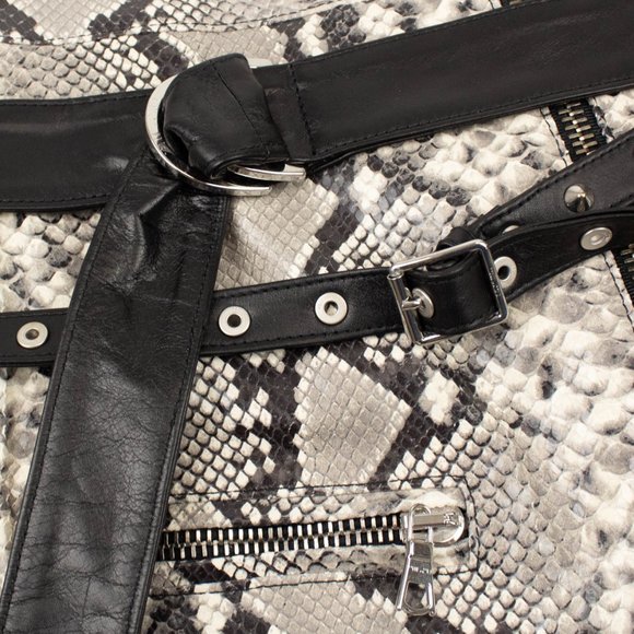 UNRAVEL PROJECT Gray Leather Snakeskin Print Mini Skirt Size 6/42 $1820 - Picture 4 of 4